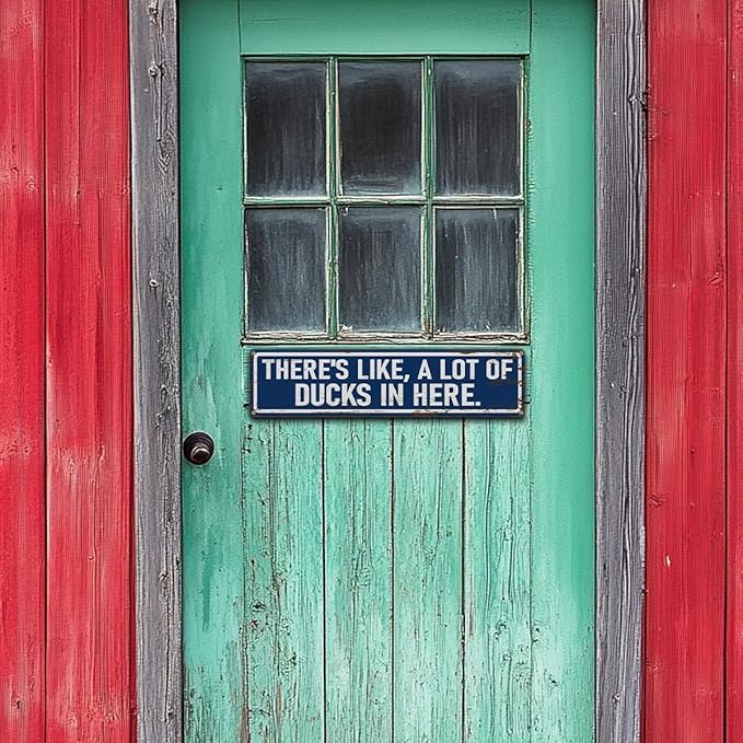 Rustic Farmhouse Style Duck Coop Sign, Metal Outdoor Ducks House Signs, There's like a lot of Ducks in here, Retro Metal Tin Sign, Farmhouse Decor, Backyard Duck House Gift 15.8x4 Inch
