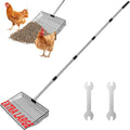 SlowTon Chicken Poop Scooper 15" Wide - Stainless Steel Chicken Coop Scoop Heavy Duty with 40 to 77" Long Handle for No Bending Work, Chicken Coop Litter Cleaning Tool Sand Sifting Shovel