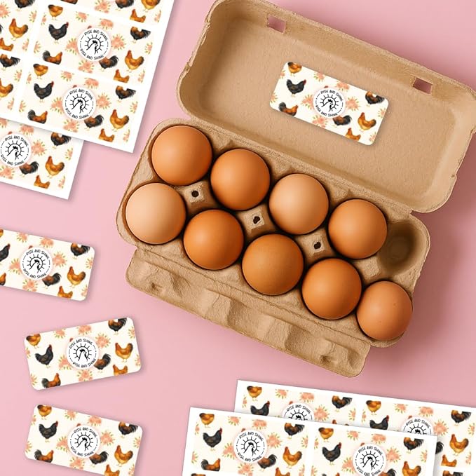 160 Pcs Farm Fresh Eggs Carton Labels, 4 x 2 Inch Rectangular Floral Printed Unwashed Eggs Labels Self-Adhesive Egg Packaging Stickers for Chicken Egg Box Container Farm Supplies