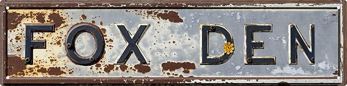 Vintage Fox Den Metal Tin Sign 4x16 in Art Wall Hanging Decorative Plaque Home Farmhouse Porch Bedroom Decor Ideal for Valentine's Day and Spring Gifts