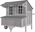 GUTINNEEN Chicken Coop Mobile Duck Coop with Super Large Wheels Durable Hen House 48.6" Outdoor Rabbit Hutch with Nesting Box for 3-6 Chickens
