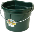Little Giant® Plastic Animal Feed Bucket | Flat Back Feed Bucket with Knob Ball & Metal Handle | Made in USA | 22 Quarts | Green