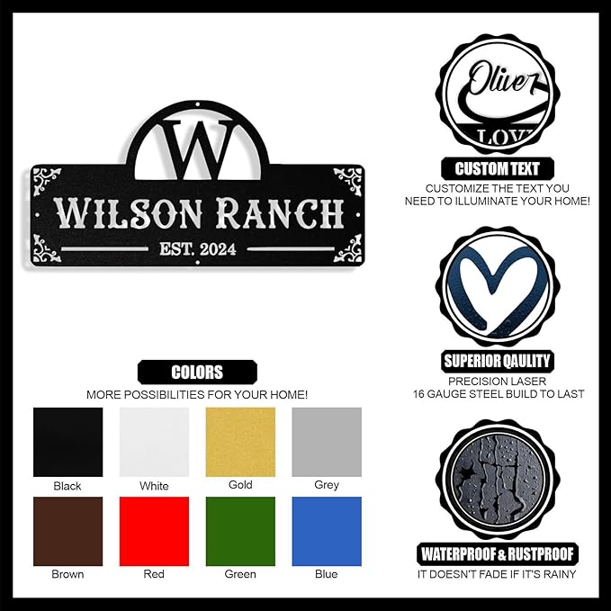 Personalized Metal Farm Signs, Custom Farm Metal Signs Outdoor, Custom Ranch Sign, Customized Family Name Sign for Farms, Ranch, Farmhouse - Housewarming Rancher Gifts