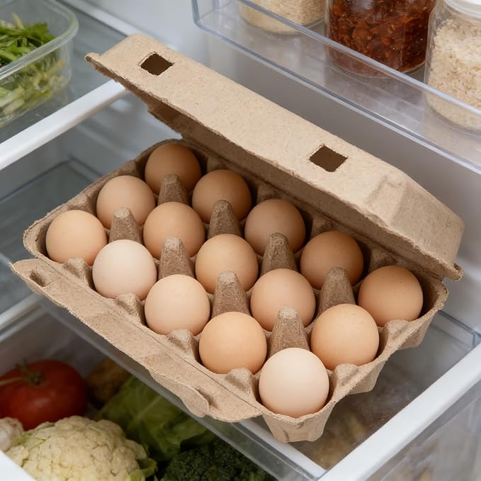 KEILEOHO 15 Pack Eggs Cartons Bulk, Blank Natural Pulp Egg Cartons Holds 15 Eggs, 3x5 Style Egg Storage Containers Holder