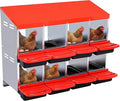 Chicken Nesting Box, 8-Hole Metal Wall Mount Chicken Laying Boxes with Legs and Lid Cover, Easy to Assemble, Roll-Away Egg Design Nesting Boxes for Outdoor Chicken Coop & Farm Yard, Red