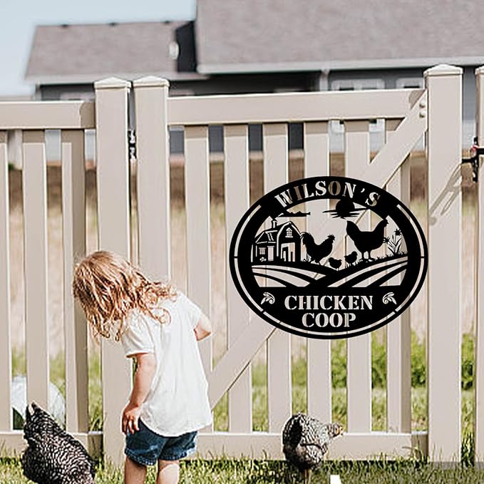 Chicken Coop Metal Sign Funny Farmers Chicken Cluck Find Out Tin Sign for Home Farm Chicken Coop Farmhouse Kitchen Garden Decor (Design 2)