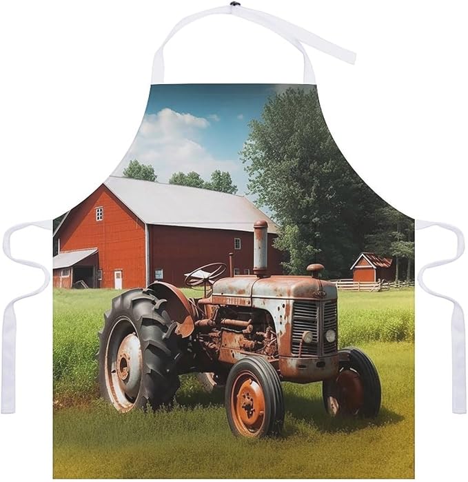 Company Farm Tractor Kitchen Apron Adjustable Bib Waterproof Restaurant Aprons with Pocket Unisex Personalized Chef Apron for Cooking Pottery Baking Painting