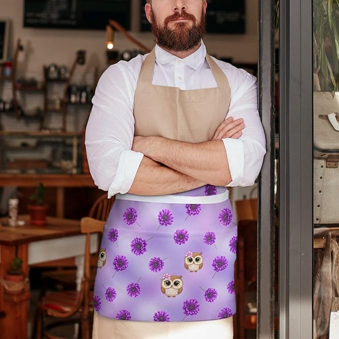 Short 3 Pockets Waist Waiter Waitress Half Apron Waterproof Chef Aprons