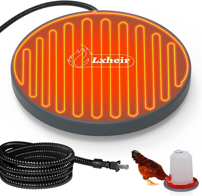 Chicken Water Heater, 13'' Heated Base for Metal Plastic Poultry Founts Waterer 3-5 Gallons, Poultry Water Heater Base for Chicken Turkey Goose Duck Pigeon Drinker in Winter Grey