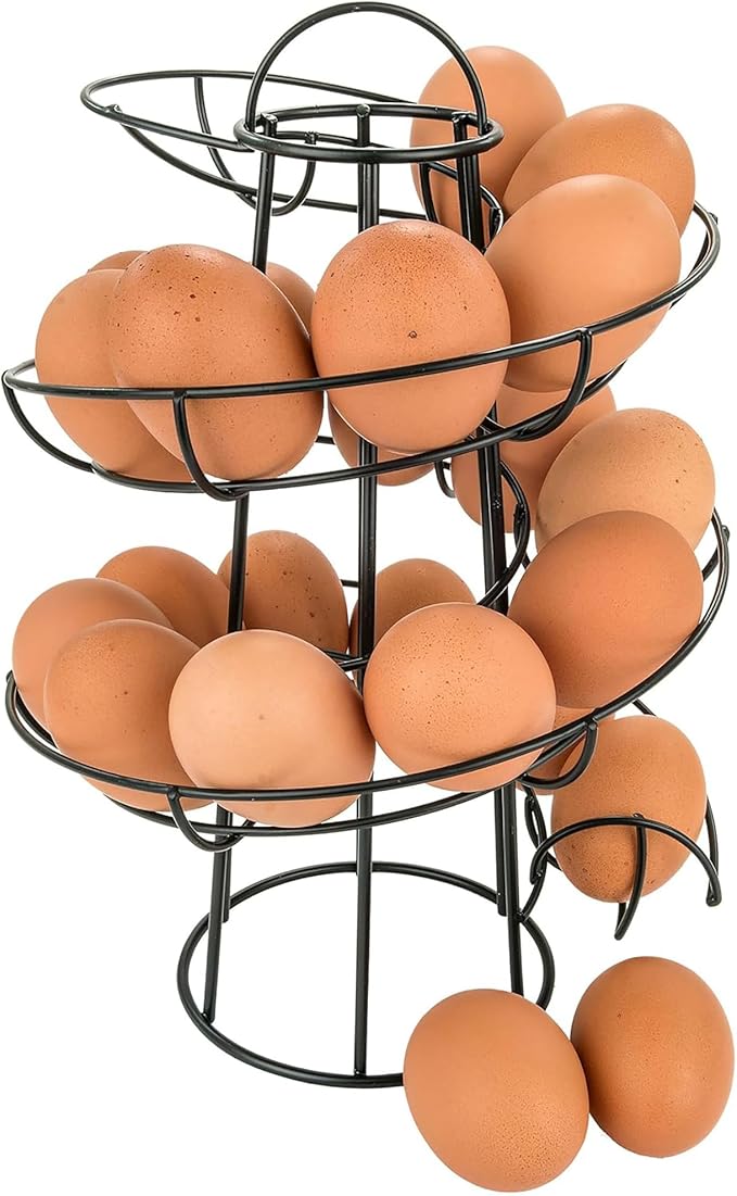 Southern Homewares Egg Skelter Deluxe Modern Spiraling Dispenser Rack - Black, Space-Saving, Durable Storage Solution for Eggs, One Size