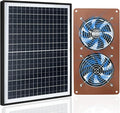 Solar Panel 2 Fan Kit, 20W Solar Powered Fan for Chicken Coops, Greenhouses, Sheds, Intake & Exhaust, 3500RPM, IP67 Waterproof, 360° Adjustable Mount, 8.8FT Cable