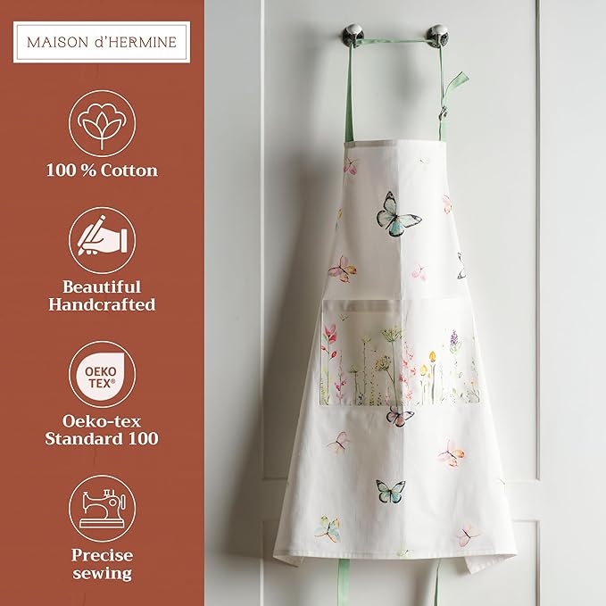 Maison d' Hermine 100% Cotton Apron for women with Pocket Kitchen Chef Apron for Men Cooking Easter Decorations