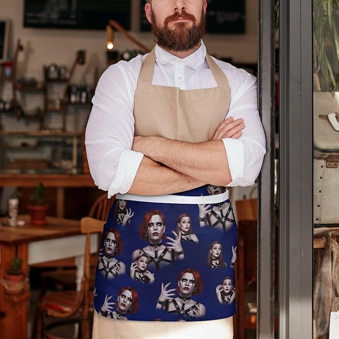 Unisex Chef Waiter Apron Waist Half Short Serving Aprons with 3 Pockets