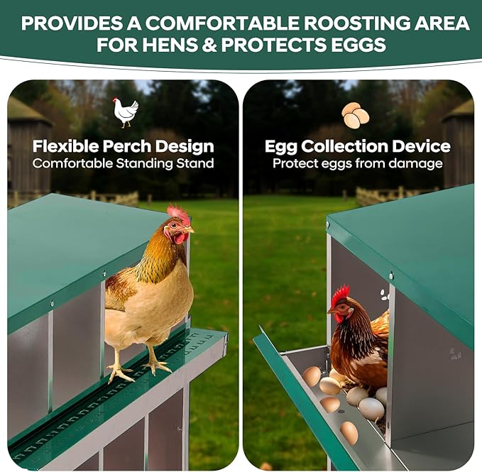 8 Compartment Chicken Nesting Box with Bracket Legs, Nesting Boxes for Chickens, Chicken Laying Boxes to Protect Eggs, Easy to Clean & Install