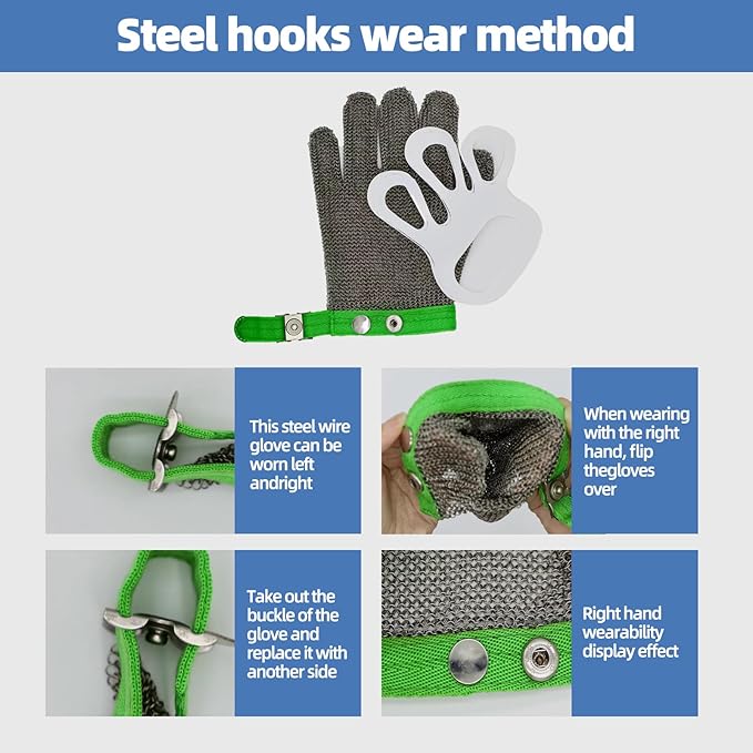 Metal Mesh Gloves - Stainless Steel Mesh Chain Cutting Gloves for Meat and Food Processing