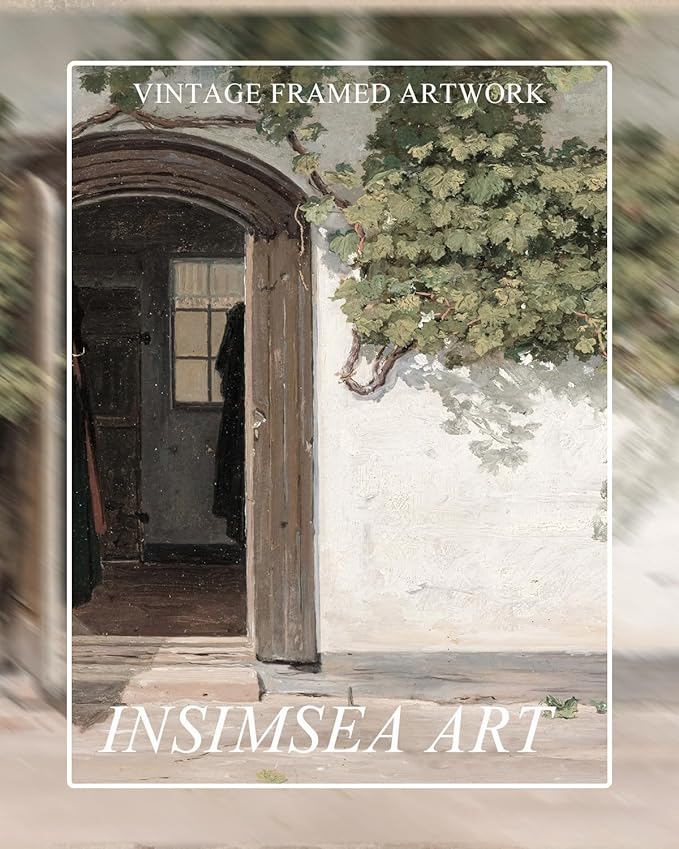 InSimSea Framed Canvas Wall Art Vineman Climbing The Walls Farmhouse Wall Decor Opening Door Painting Canvas Print Art Home Decor Aesthetic For Bedroom Bathroom Office 12x16in