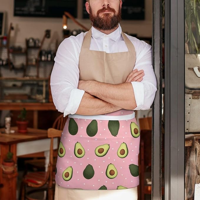 Server Waist Aprons Waitress Unisex Chef Works Half Apron with 3 Pockets