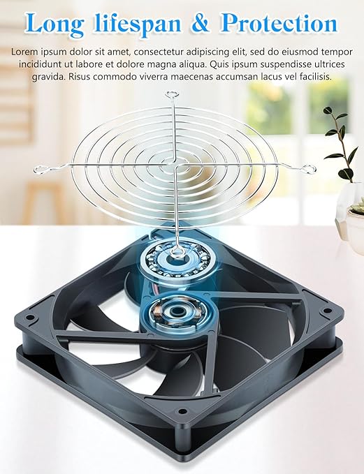 2pcs 120mm x 25mm IP67 Exhaust Fan 2pin DC 12V Dual Ball Bearing Brushless Cooling for Rv Fridge, Gaming Laptop,growtent, Solar Battery Box, Chicken coop