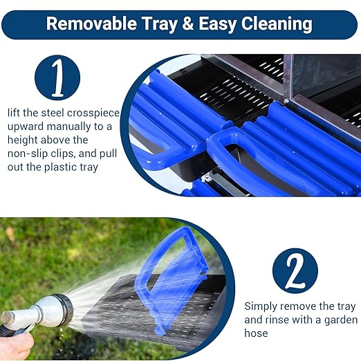Chicken Nesting Boxes, 6 Hole Metal Chicken Laying Box with with Removable Trays and Roll Out Egg Collection for Chicken Coop, with Metal Bracket, Blue