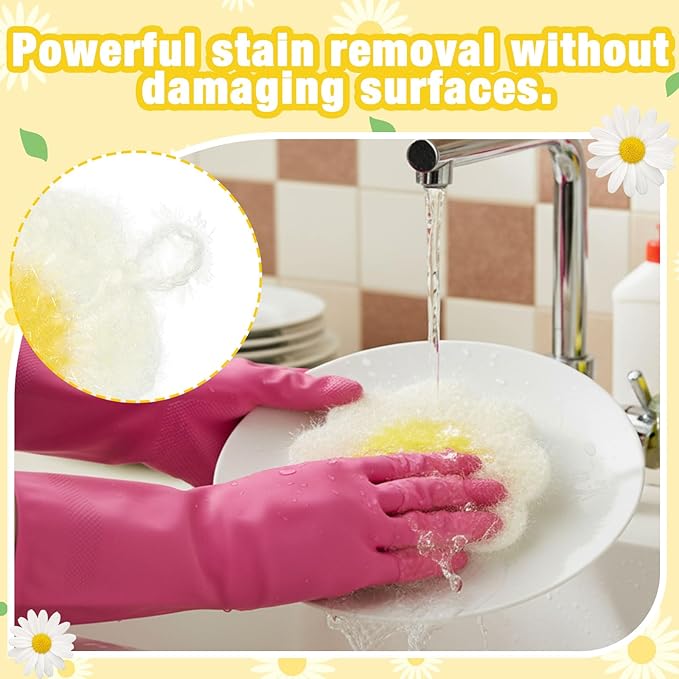 6 Piecs Daisy Shape Dish Sponge Dual Sided Non Scratch Daisy Dish Washing Scrubbers, Reusable Household Cleaning Kitchen Tools for Dishwashing Washing Dishes Cookware