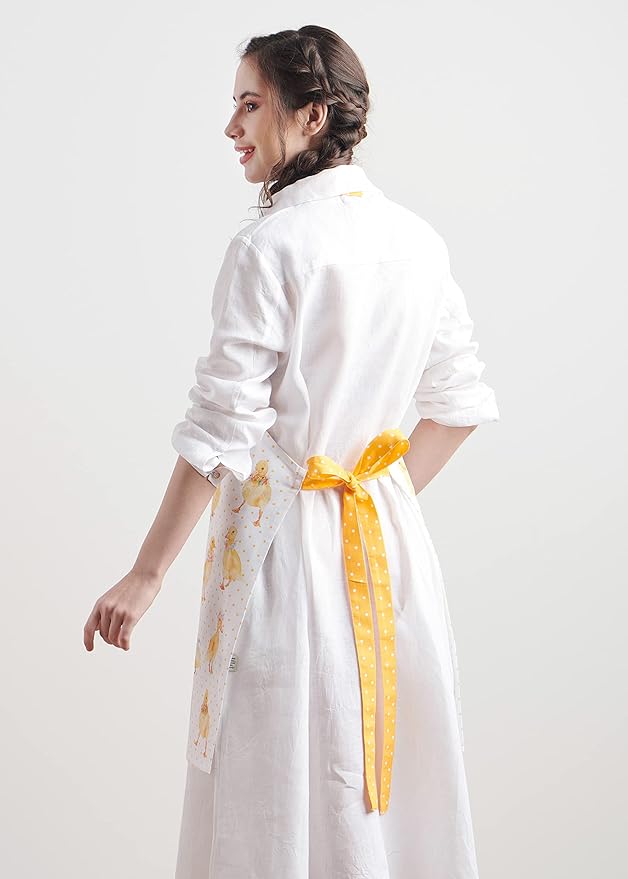 Maison d' Hermine 100% Cotton Apron for women with Pocket Kitchen Chef Apron for Men Cooking Easter Decorations