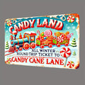 Vintage Candy Land Train Ticket Metal Sign, 12x8 Inch Wall Hanging Decorative Plaque, Retro Multipurpose Art for Home,Sweet Dessert Themed Tin Sign for Room Decoration - 1pc