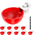Chicken Waterer Cups, 10 Pack Automatic DIY Chicken Water Bowl with 3/8'' Hole Saw for Bucket, Trough - Poultry Drinking Valve, Easy Install