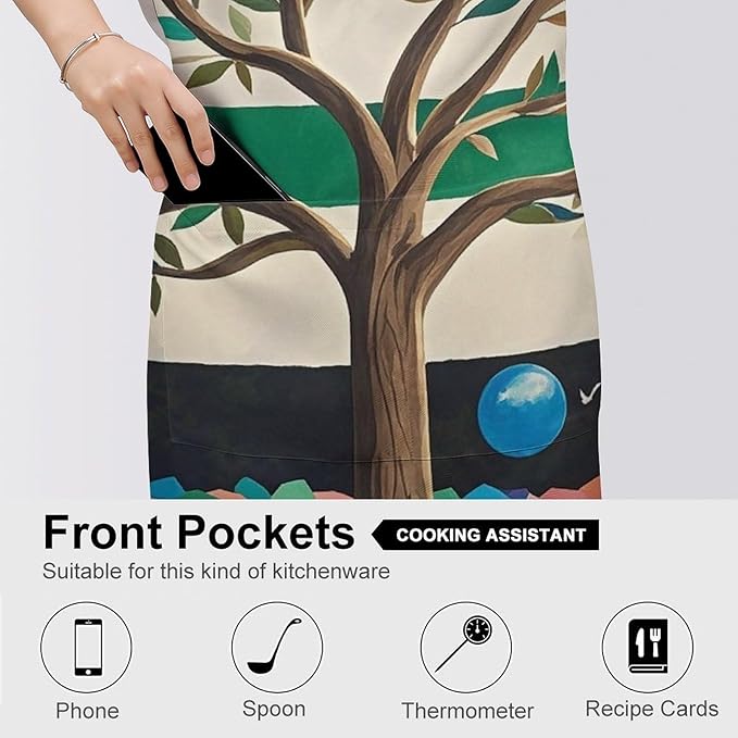 Waterproof Apron Adjustable Bib Aprons with Pockets Smiling Apron Kitchen Aprons for Women Men