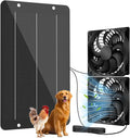 Solar Powered Fan Kit 12.6 Inch IPX7 Weatherproof, 15W Solar Panel with 2 Waterproof Fans, Intake or Exhaust Air Fan for Outside Backyard Chicken Coops, Greenhouses, Doghouse