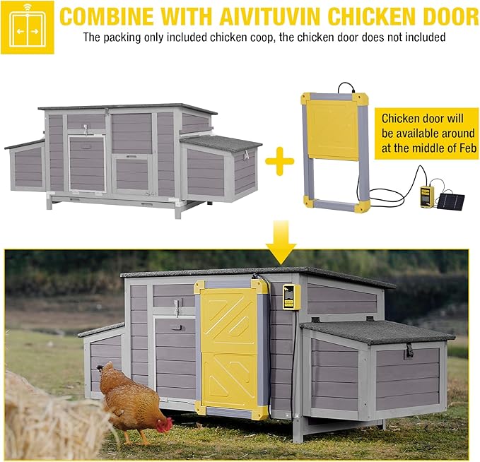 Aivituvin Chicken Coop 67.3" Large Duck House with 4 Nesting Boxes for 2-4 Chickens Outdoor Hen House Chicken Cage