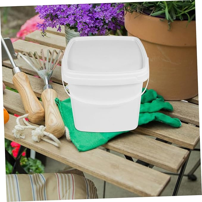 VICASKY Plastic Bucket with Handle and Lid Square Portable Container Sturdy Non Slip Farm Utility Pail for Water Storage and Household Use