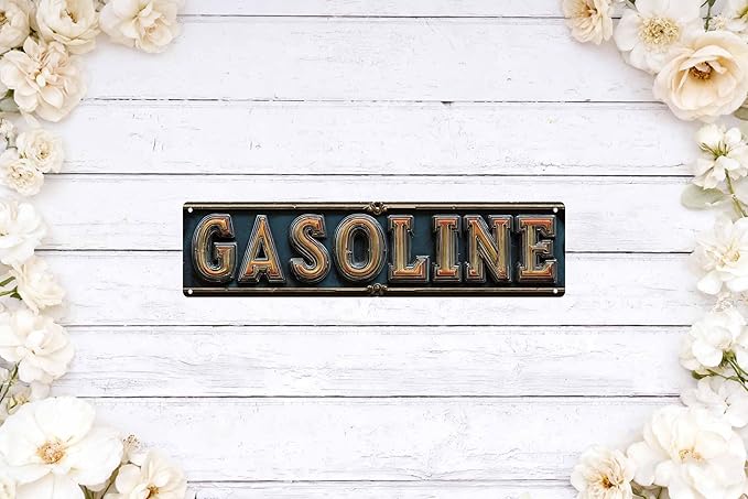 Vintage Tin Gasoline Sign Retro Metal Sign Suitable For Street Shop Garage Gas Station - Multi-Purpose For Indoor/Outdoor Use Plaque 4x16 Inch