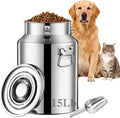 15 Lbs Stainless Steel Dog Food Storage Container with Scoop, Large Metal Dog Food Bin with Airtight Lid & Locking Clamp, Pet Treat Jars for Dogs & Cats, Keep Fresh, Easy to Clean