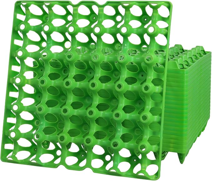 Plastic Egg Box, 20 Pack Green Stackable Cartons, Holds 30 Eggs, for Storing and Shipping