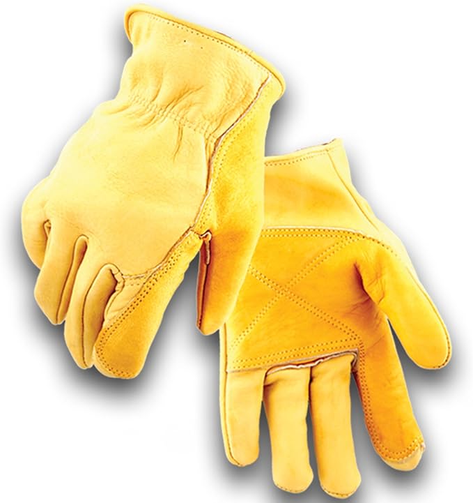 Iron Fencer Leather Work Glove- 207 X-Large Cowhide Leather Fencing Gloves for Men Heavy Duty Double Palm, Guantes de Trabajo, Ranch, 207XL