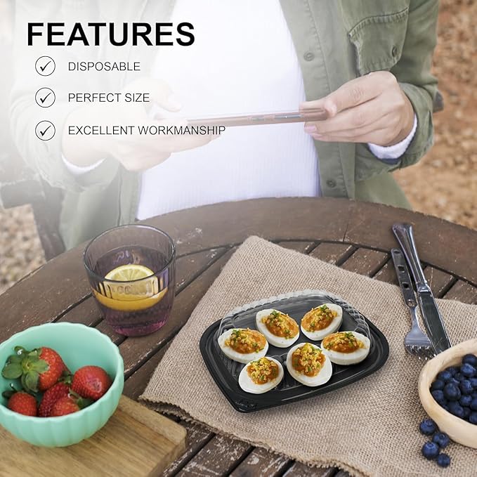 MT Products Clear Deviled Egg Containers with Lid 6.5" x 5.63" x 1.19" - Deviled Egg Platter Tray 6 Eggs (Case of 408) - Made in the USA