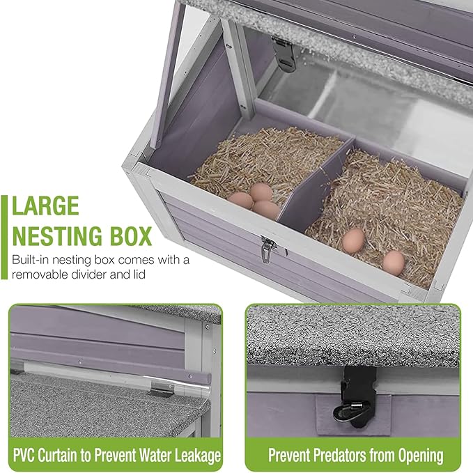 GUTINNEEN Chicken Coop Outdoor Wooden Portable Hen House Expandable Poultry Cage with Nesting Box,Perches,Waterproof Roof
