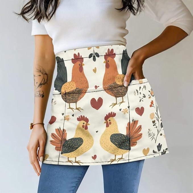 Waistress Apron with Pockets Coffee Waiter Apron Long String Chef Half Aprons for Cooking Kitchen Hairdresser
