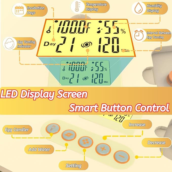Egg Incubator for Hatching 56-154 Chicken/Quail/Turkey Eggs, 360° View Poultry Incubators with Automatic Egg Turning/Humidity Control&Alarm/Auto Water Adding/Adjustable Tray, for Beginner/Farm/Home