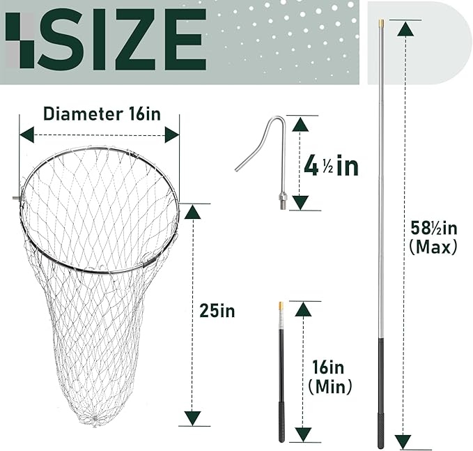 Flehomo Chicken Catcher Set, Chicken Catching Net with Leg Hook & Telescopic Pole, Adjustable from 32.5" to 74", 16 x 24 Inch Net, Chicken Coop Accessories Suitable for Outdoor Poultry Catching
