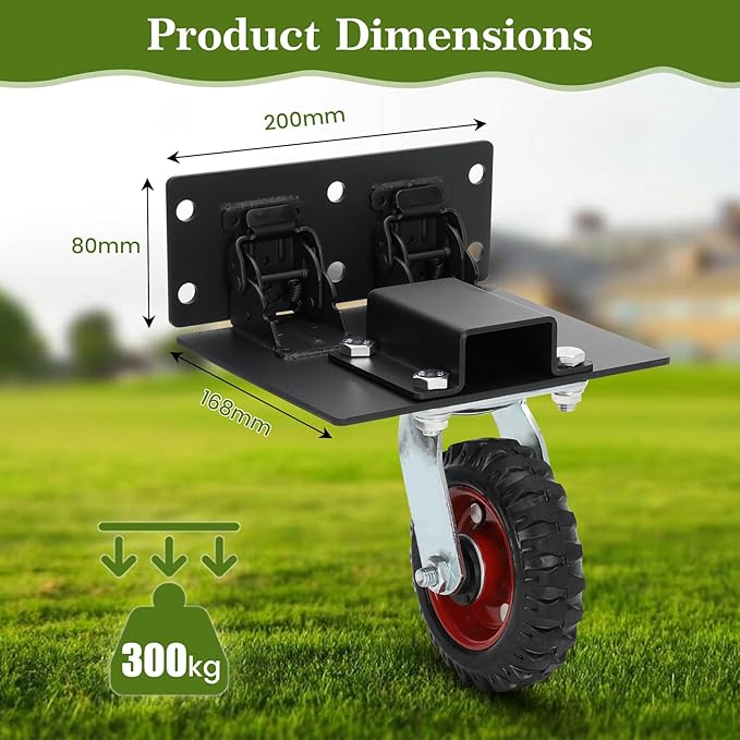 Chicken Coop Wheels Kit with Lift System - Set of 4 Heavy Duty Foldable Caster Wheels, Maximum Load Capacity 700 lb, Ideal for Large or Small Hen House, Durable Chicken Coop Accessory