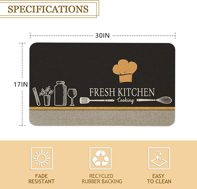 Roszwtit Farmhouse Kitchen Rugs and Mats, Fresh Kitchen Door Mat, Seasonal Washable Non-Slip Floor Mats for Home Kitchen Decor 30x17 Inch