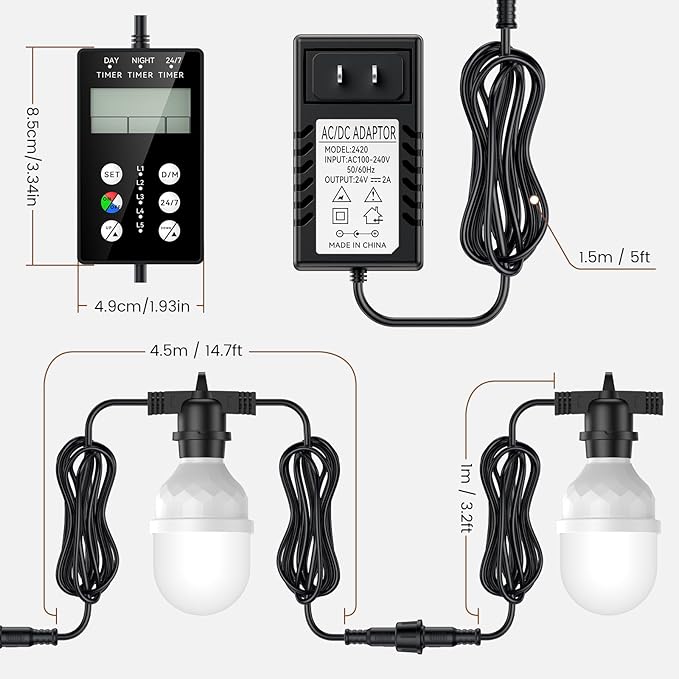 Automatic LED Daylight Extender, Chicken Coop Light with Timer and Easy to Program, Provides Additional Light for Hens and Enhances Egg Production