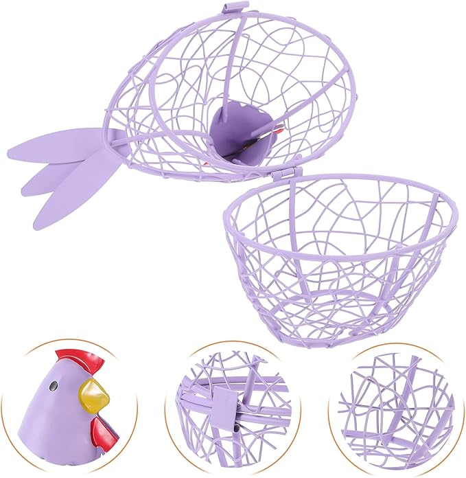 PRETYZOOM Hen-shaped Home Basket Practical Iron Storage for Eggs Fruits and Snacks for Kitchen Restaurant Buffet and and Stylish Storage