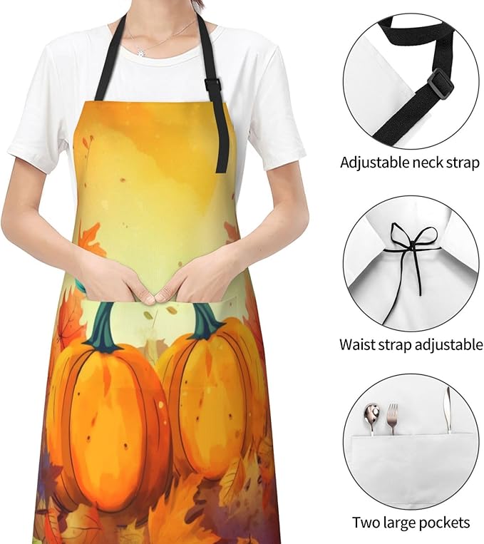 Shark Jumping Home Aprons 2 Pockets 33"×28" for Men Women, Ocean Sea Waterproof Kitchen Cooking Bib