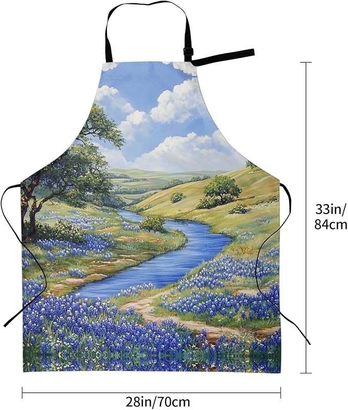 Kitchen Aprons for Men Women Waterproof Apron with 2 Pockets Skis on mountain Apron Adjustable Bib Aprons