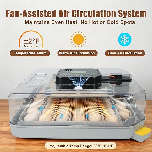 4th Gen – 48 Egg Fully Automatic Incubator, 2026 UpgradedDesign, Intelligent Sensor-Based Humidity & Temp Control, Custom Days, Adjustable Auto Turning & Stop, Chick Separator, Flexible Egg Spacing