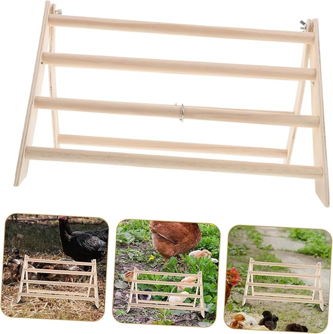 Toyvian Wood Chicken Perch Stand for Poultry Enrichment Natural Wood Chick Roosting Bar Easy to Clean Chicken Coop Accessories for Chicks and Hens