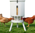 KOL 50LB Metal Chicken Feeder - No Waste, No Clog Design with 16 Ports & Smooth Gravity-Flow, Powder Coated Rust-Proof for Coop Use (Jade White)