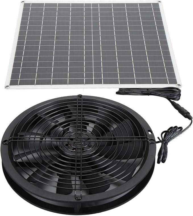 Solar Exhaust Fan High Speed 20W 16V Solar Panel Ventilation Fan for Chicken Coop Pet House Barn Greenhouse